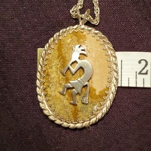 Sterling / jasper kokopelli pendant